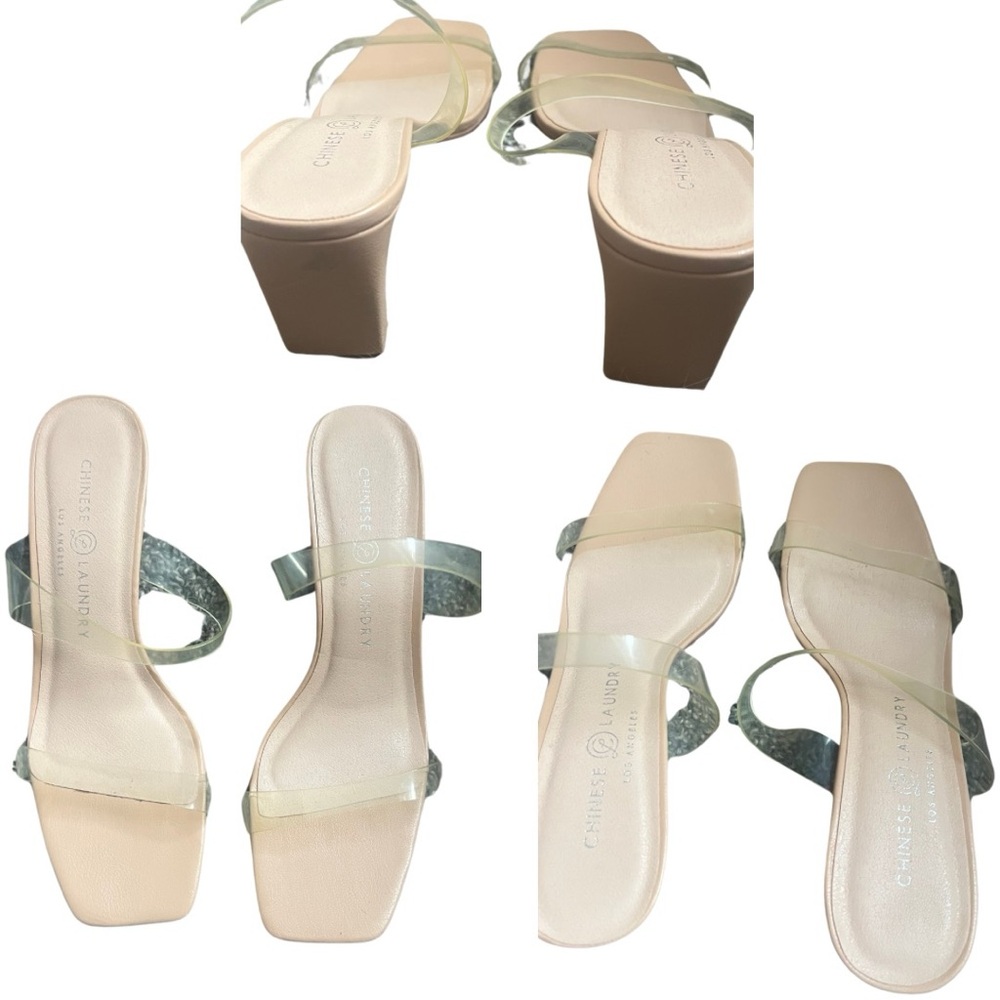 Cream Heels with Wedge and Clear Straps